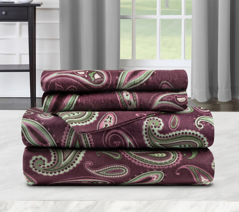 Superior Cotton Flannel  Paisley Sheet Set, California King — View 11