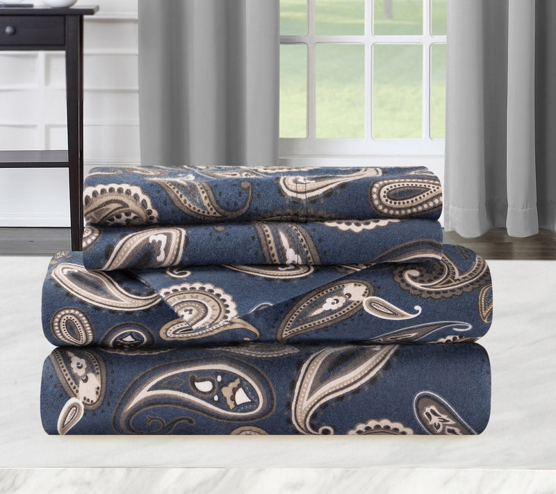 Superior Cotton Flannel  Paisley Sheet Set, California King — View 7
