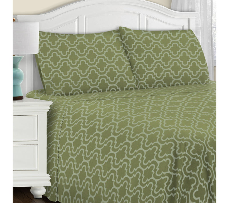 Superior Cotton Flannel Trellis Deep Pocket She et Set, Queen — View 13