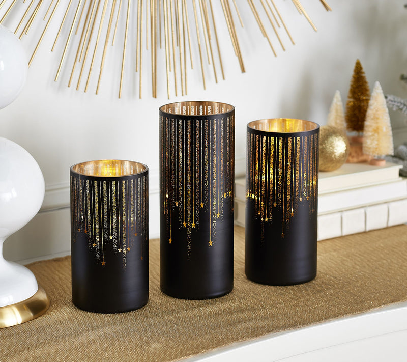 Set of 3 Illuminated Starry Night Hurricanes by Valerie — View 3