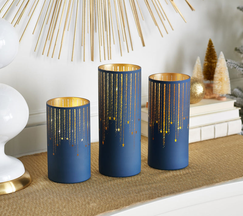 Set of 3 Illuminated Starry Night Hurricanes by Valerie — View 9