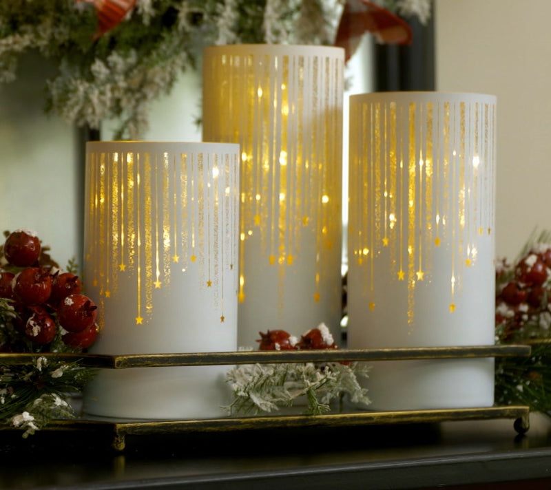 Set of 3 Illuminated Starry Night Hurricanes by Valerie — View 23