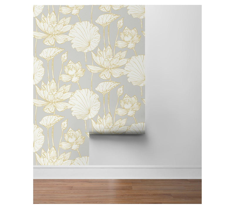 Seabrook Designs Water Lily Floral Unpasted Wal lpaper — View 8