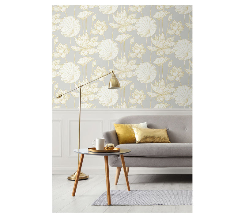 Seabrook Designs Water Lily Floral Unpasted Wal lpaper — View 4