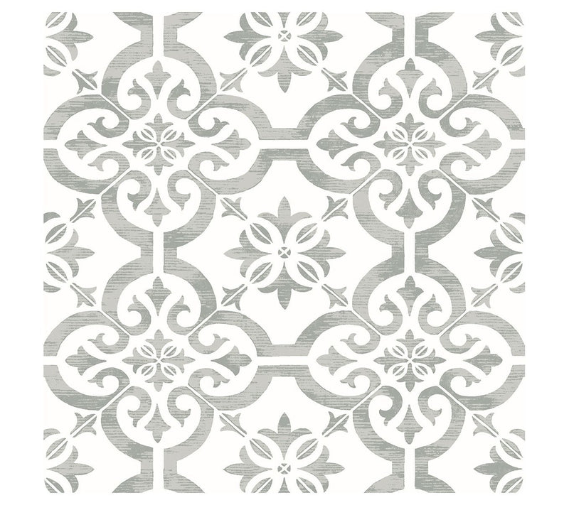 Seabrook Designs Encaustic Faux Tile Unpasted W allpaper — Main view