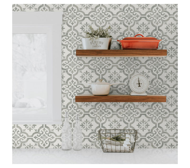 Seabrook Designs Encaustic Faux Tile Unpasted W allpaper — View 4