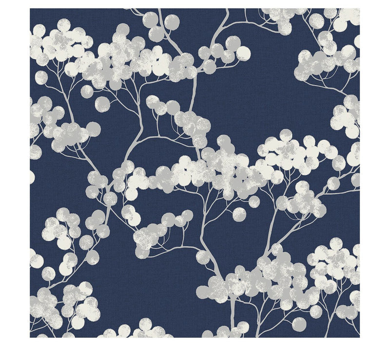 Seabrook Designs Bayberry Blossom Floral Unpasted Wallpaper — Main view