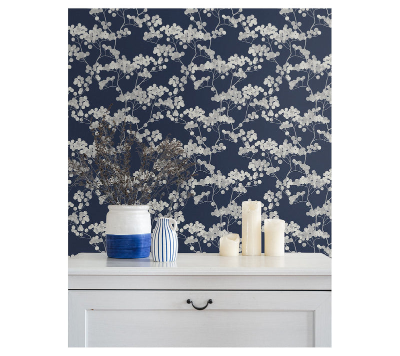 Seabrook Designs Bayberry Blossom Floral Unpasted Wallpaper — View 7