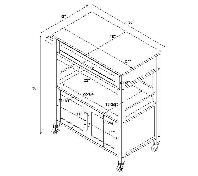 Linon Home Colby Kitchen Cart with Granite TopDrawer — View 11