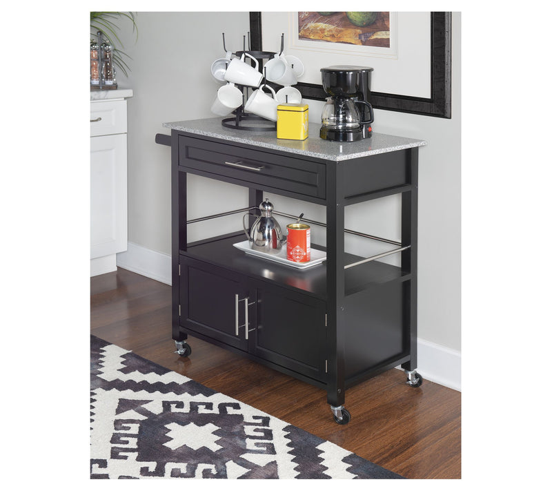 Linon Home Colby Kitchen Cart with Granite TopDrawer — View 7