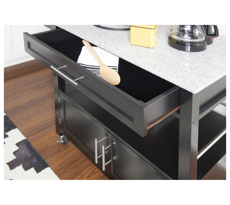 Linon Home Colby Kitchen Cart with Granite TopDrawer — View 10