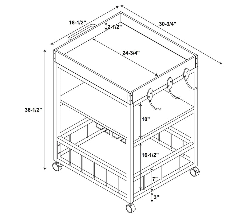 Linon Home Avery Kitchen Cart — View 7