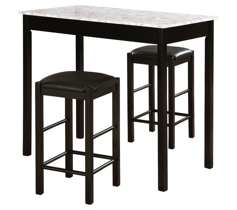 Linon Home York 3 Piece Faux Marble Tavern Kitc hen Table Set — View 3