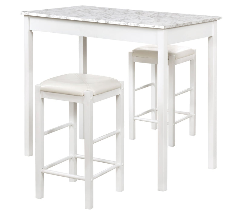 Linon Home York 3 Piece Faux Marble Tavern Kitc hen Table Set — View 5