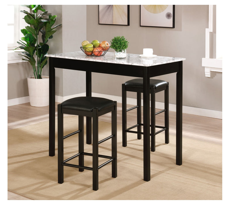 Linon Home York 3 Piece Faux Marble Tavern Kitc hen Table Set — View 6