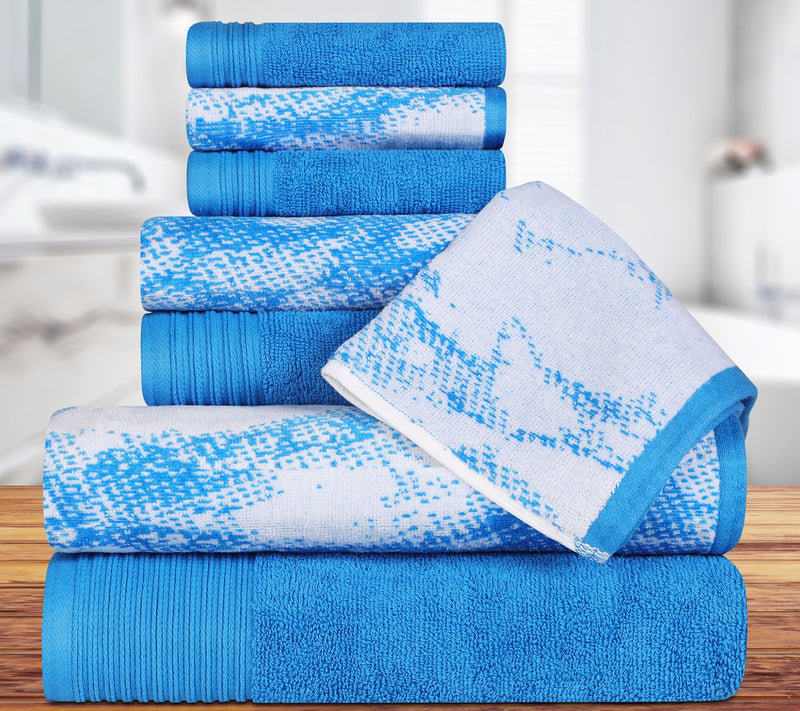 Superior Marble Effect 8-Piece Quick-Drying Cot ton Towel Set — View 4