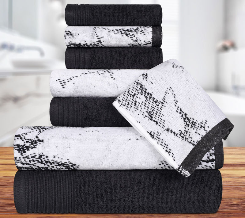 Superior Marble Effect 8-Piece Quick-Drying Cot ton Towel Set — View 5