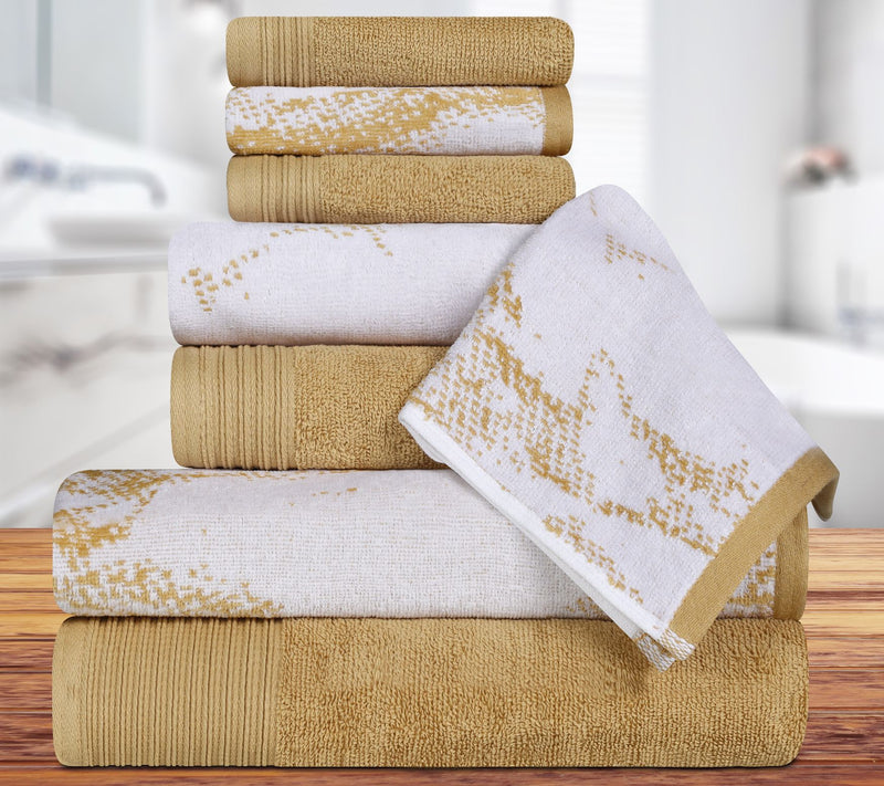 Superior Marble Effect 8-Piece Quick-Drying Cot ton Towel Set — View 7