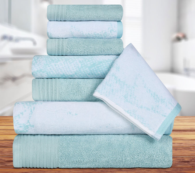 Superior Marble Effect 8-Piece Quick-Drying Cot ton Towel Set — View 19