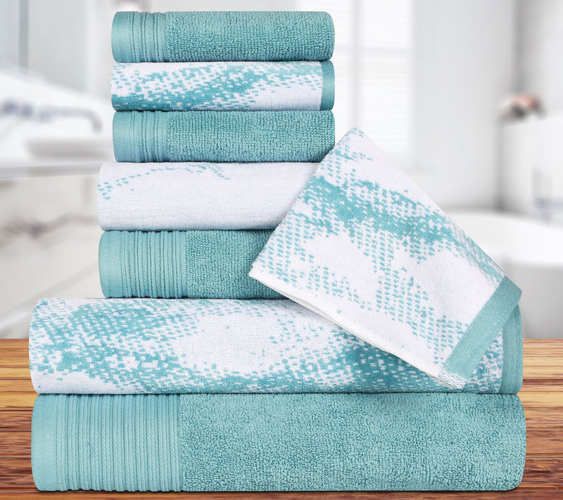 Superior Marble Effect 8-Piece Quick-Drying Cot ton Towel Set — View 13