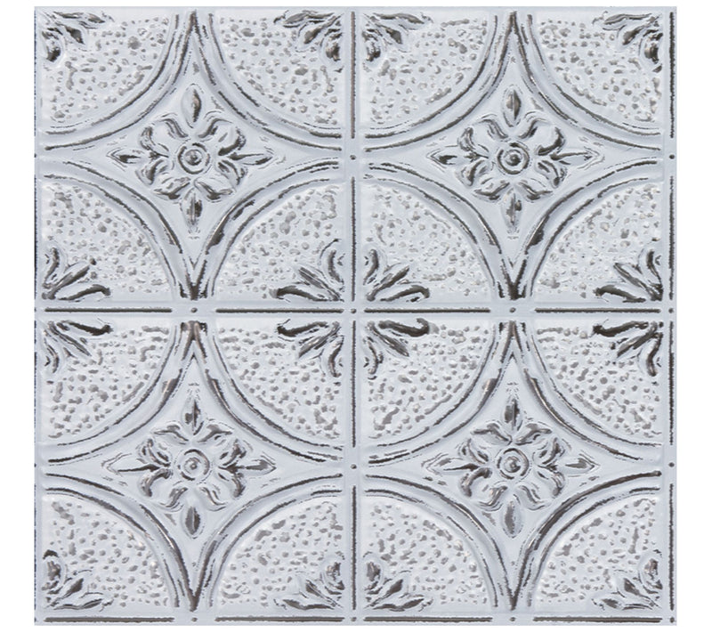 Camden Antique White Faux Tin Peel & Stick Backsplash Tiles — Main view
