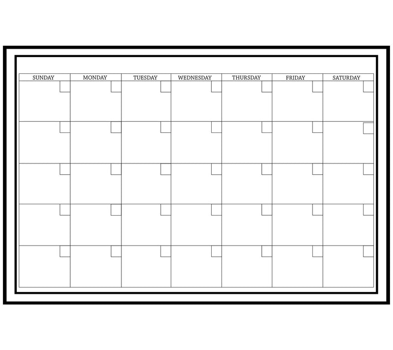 Large White Monthly Dry Erase Calendar Decal — Main view