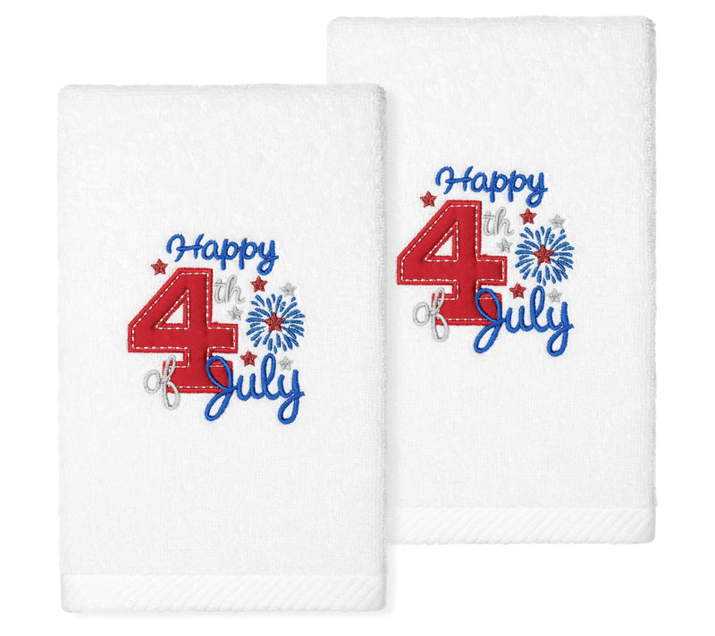Linum Home Textiles 4th of July Embroidered 2PcHand Towel Set — Main view