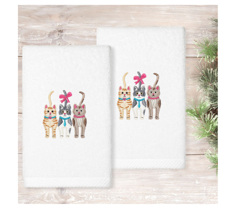 Linum Home Textiles Set of 2  "Cats" Embroidere d Hand Towels — View 5