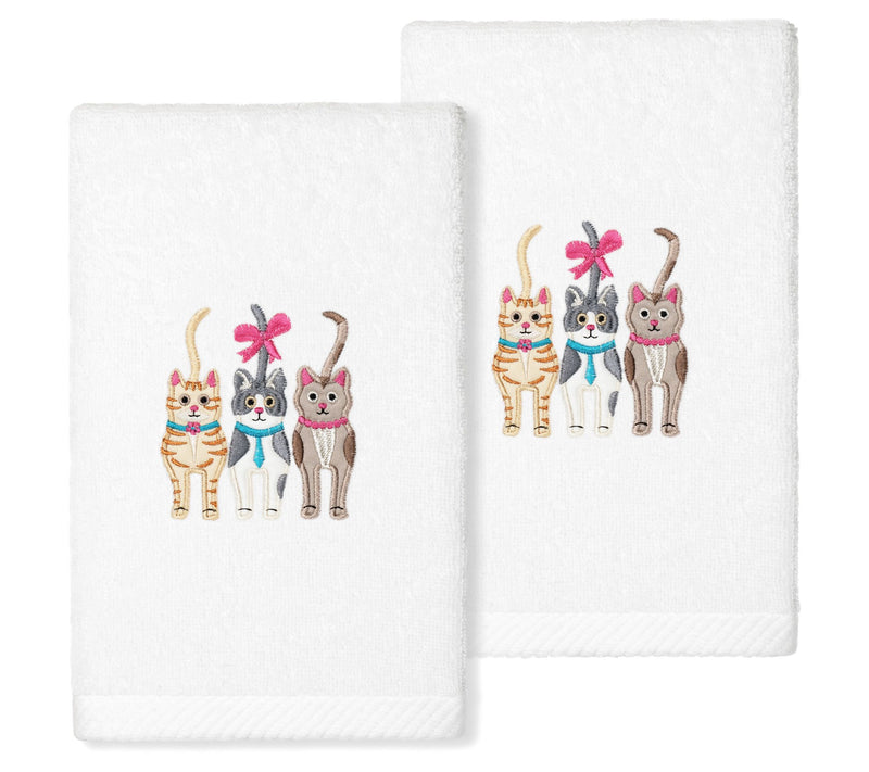 Linum Home Textiles Set of 2  "Cats" Embroidere d Hand Towels — View 3