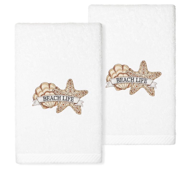 Linum Home Textiles BEACH LIFE Embroidered 2-pcHand Towel Set — Main view