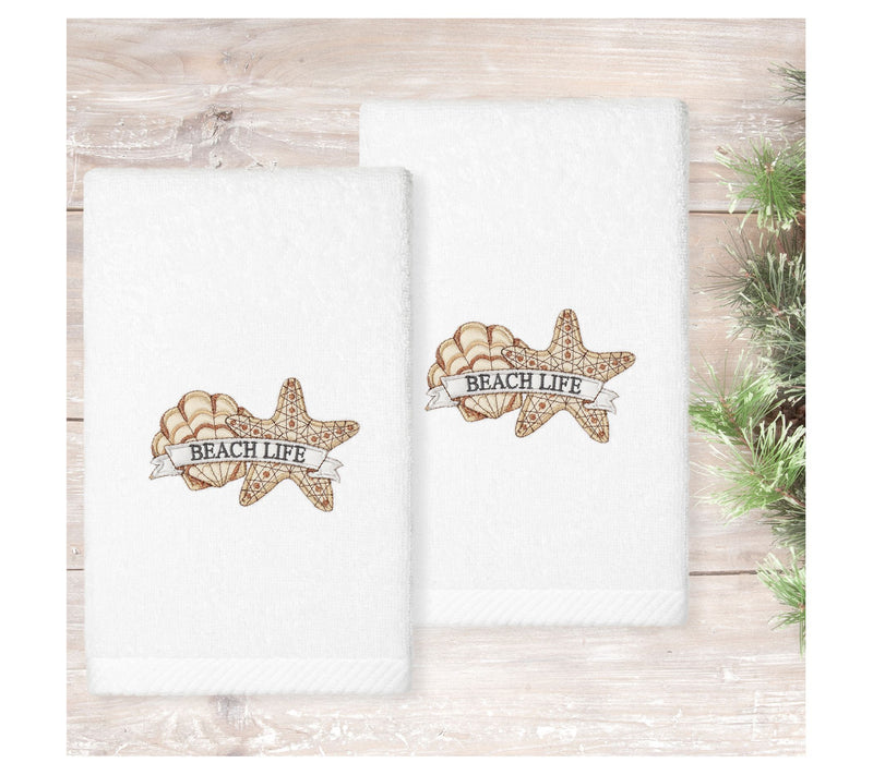 Linum Home Textiles BEACH LIFE Embroidered 2-pcHand Towel Set — View 5