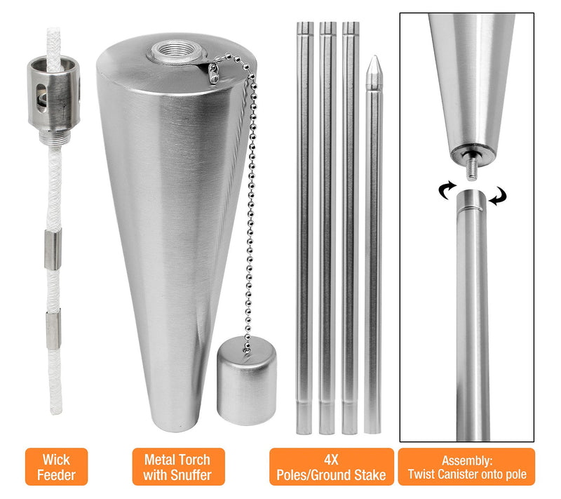 Stainless Steel Outdoor Torch - 5 Ft - 2 Pack — View 5