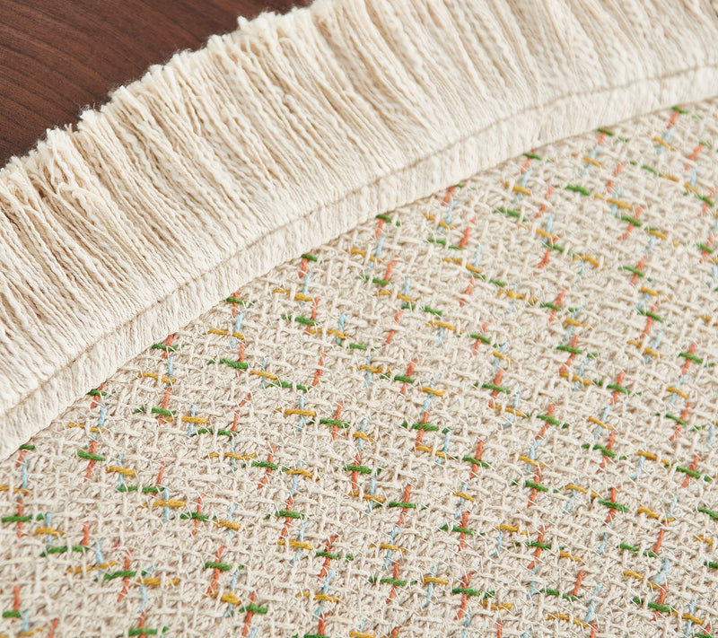 Peace Love World Hand Braided Fringe 5-Foot Round Rug — View 2