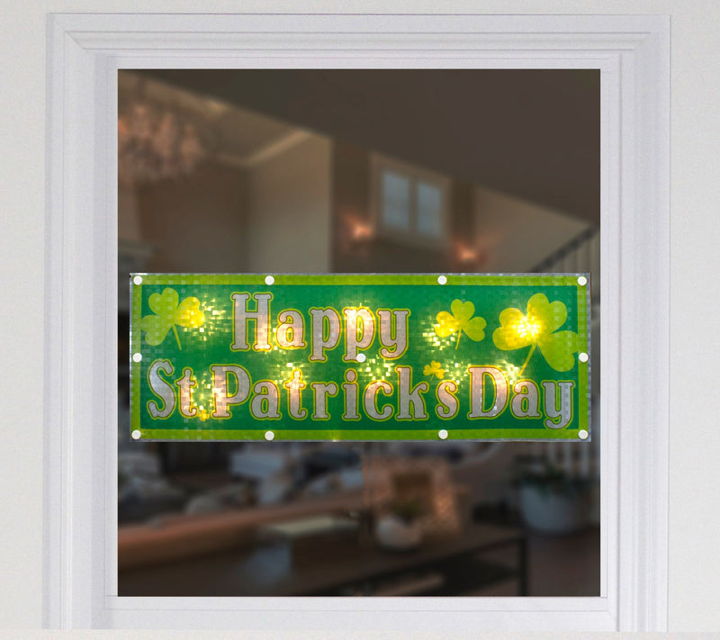 17" Lit Holographic Happy St.Patrick's Day Wind ow Silhouette — View 5