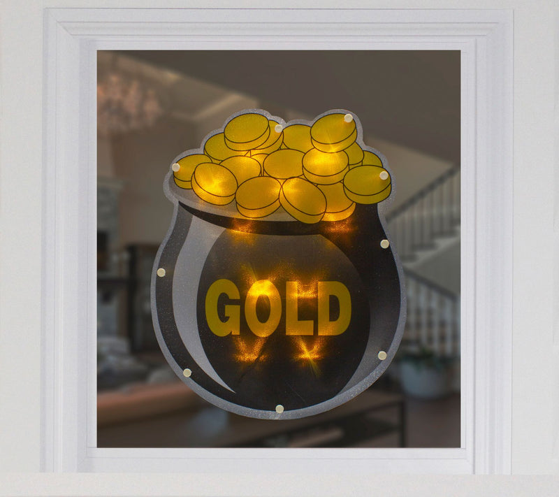 12" LED St. Patrick's Day Pot of Gold Window Silhouette — View 5
