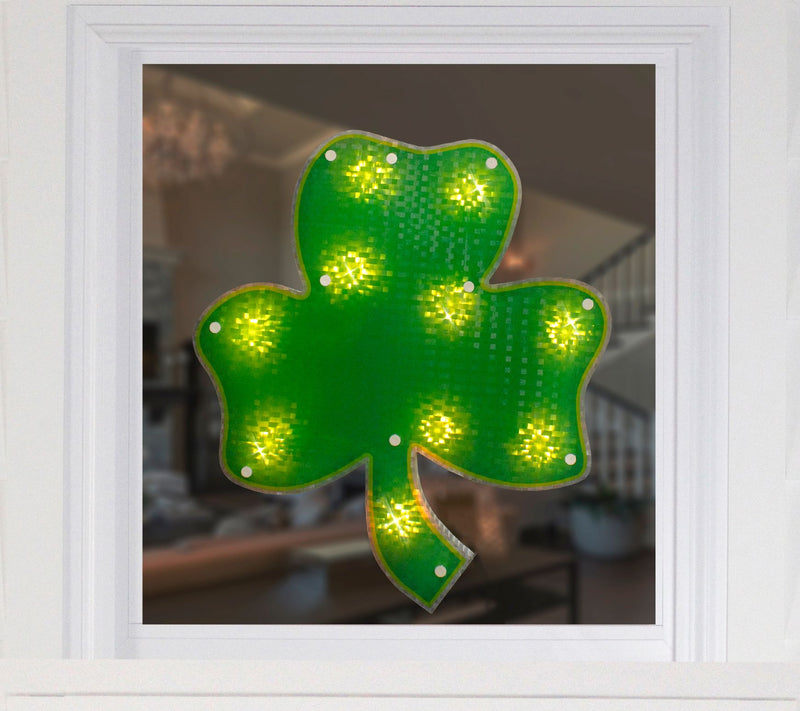 14" Lit St. Patrick's Day Irish Shamrock WindowSilhouette — View 5