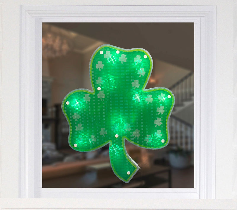 14" LED Green Shamrock St. Patrick's Day WindowSilhouette — View 5