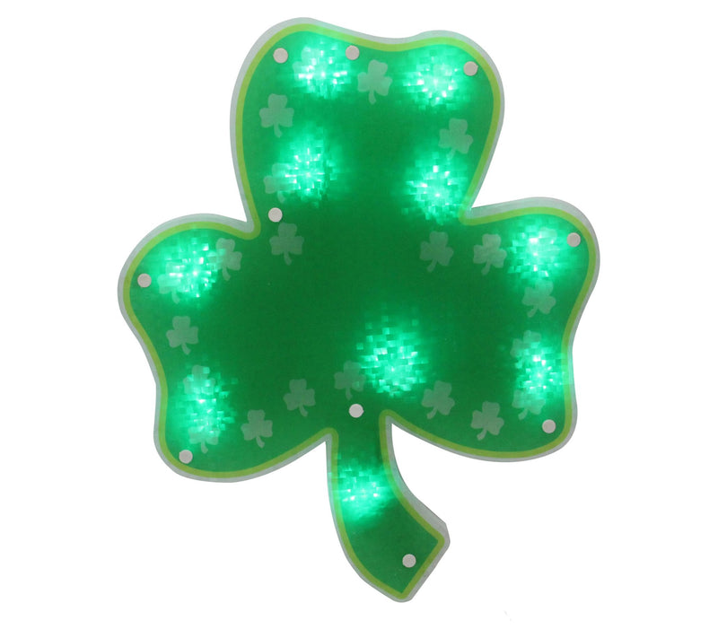 14" LED Green Shamrock St. Patrick's Day WindowSilhouette — Main view