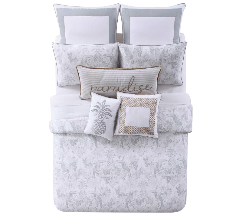 Oceanfront Resort Tropical Toile Twin XL Comforter Set — View 4