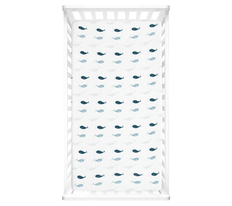 Hello Spud Narwhal Cotton Fitted Crib Sheet — View 7