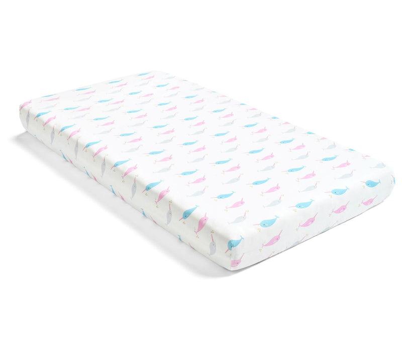 Hello Spud Narwhal Cotton Fitted Crib Sheet — View 5