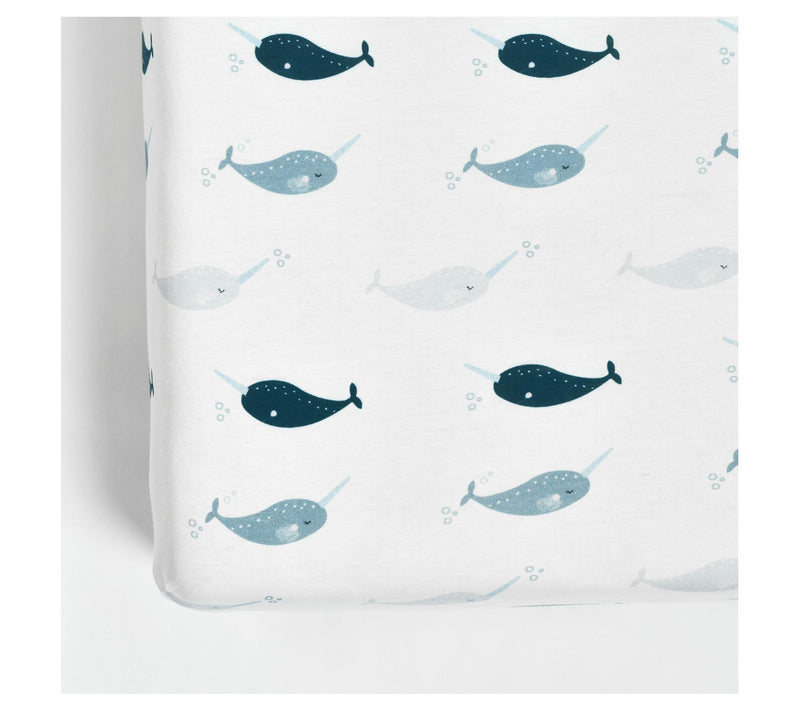 Hello Spud Narwhal Cotton Fitted Crib Sheet — View 6