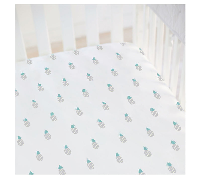 Hello Spud Pineapples Fitted Crib Sheet — View 6