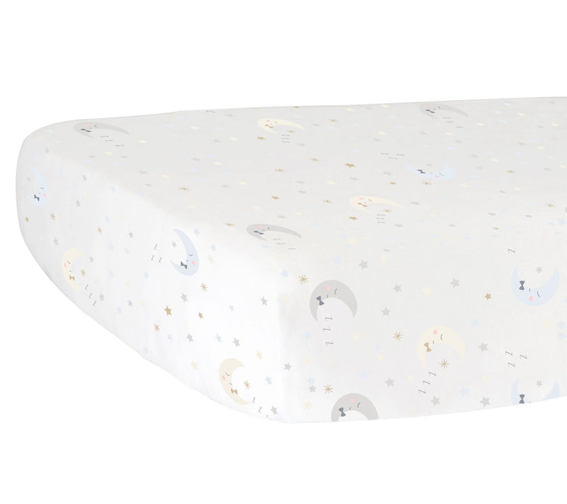 Hello Spud Gray Man on Moon Fitted Crib Sheet — View 3