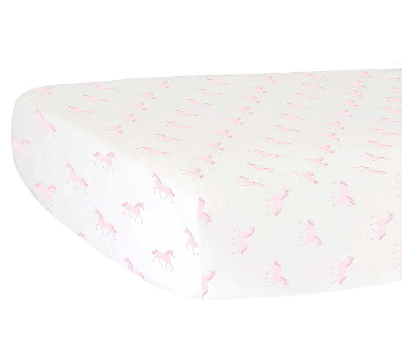 Hello Spud Pink Unicorn Fitted Crib Sheet — View 3