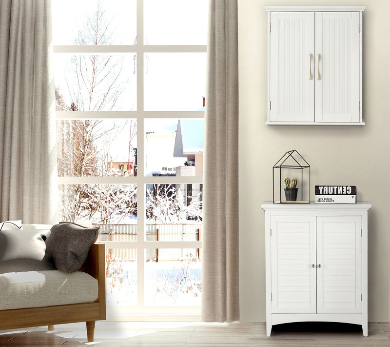 Newport Contemporary Wooden Wall-Mount Cabinet,White — View 10
