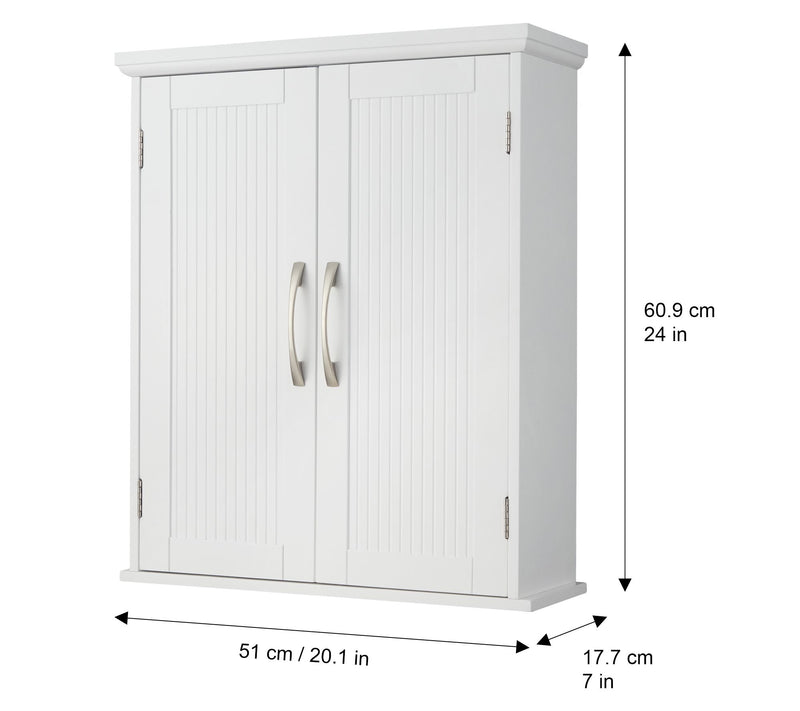 Newport Contemporary Wooden Wall-Mount Cabinet,White — View 8