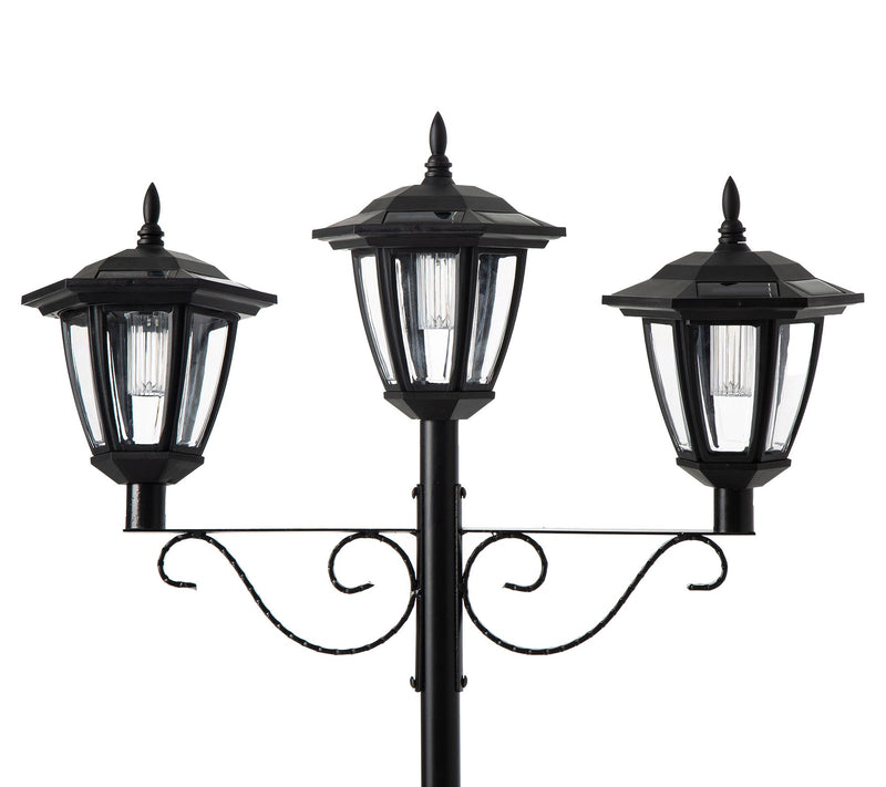 Glitzhome Solar Triple Lantern Street Light Wit h Planter Pot — View 4