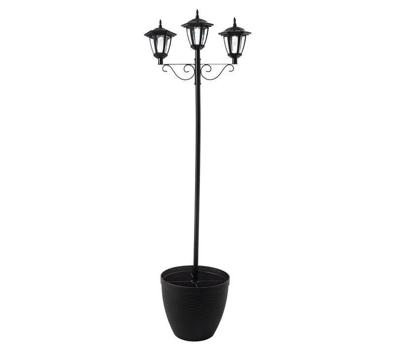 Glitzhome Solar Triple Lantern Street Light Wit h Planter Pot — View 3