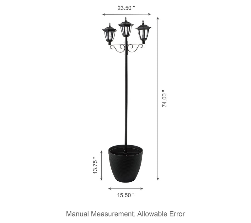 Glitzhome Solar Triple Lantern Street Light Wit h Planter Pot — View 5